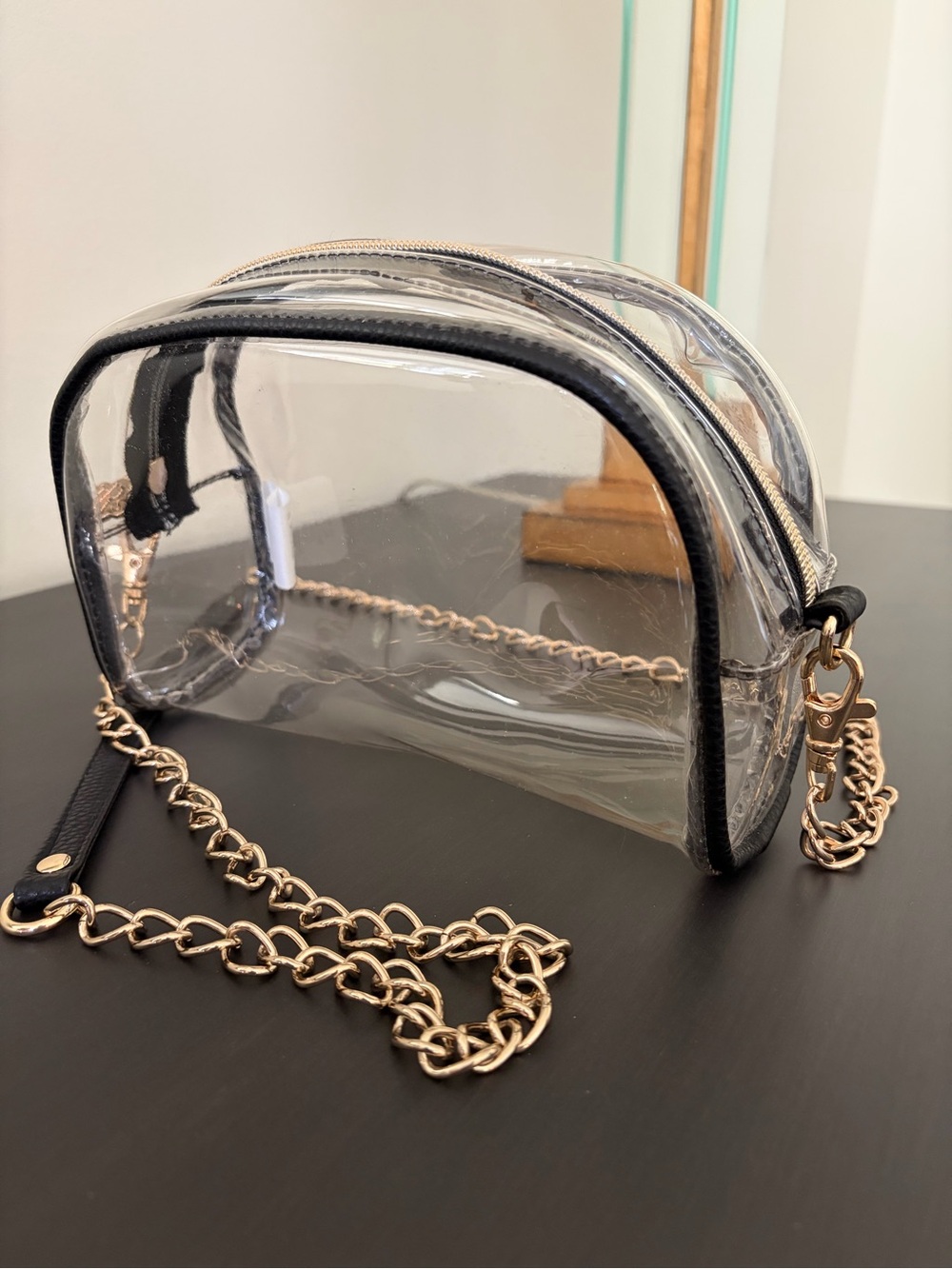 Clear crossbody bag in black
